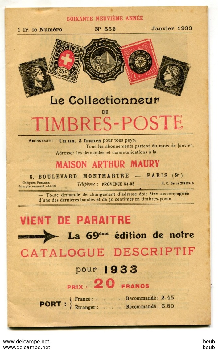 Le collectionneur de Timbres-Poste de A. Maury - Années 1927/1933 (54 fascicules) du n° 505 au n° 560 (sf 516 et 559)