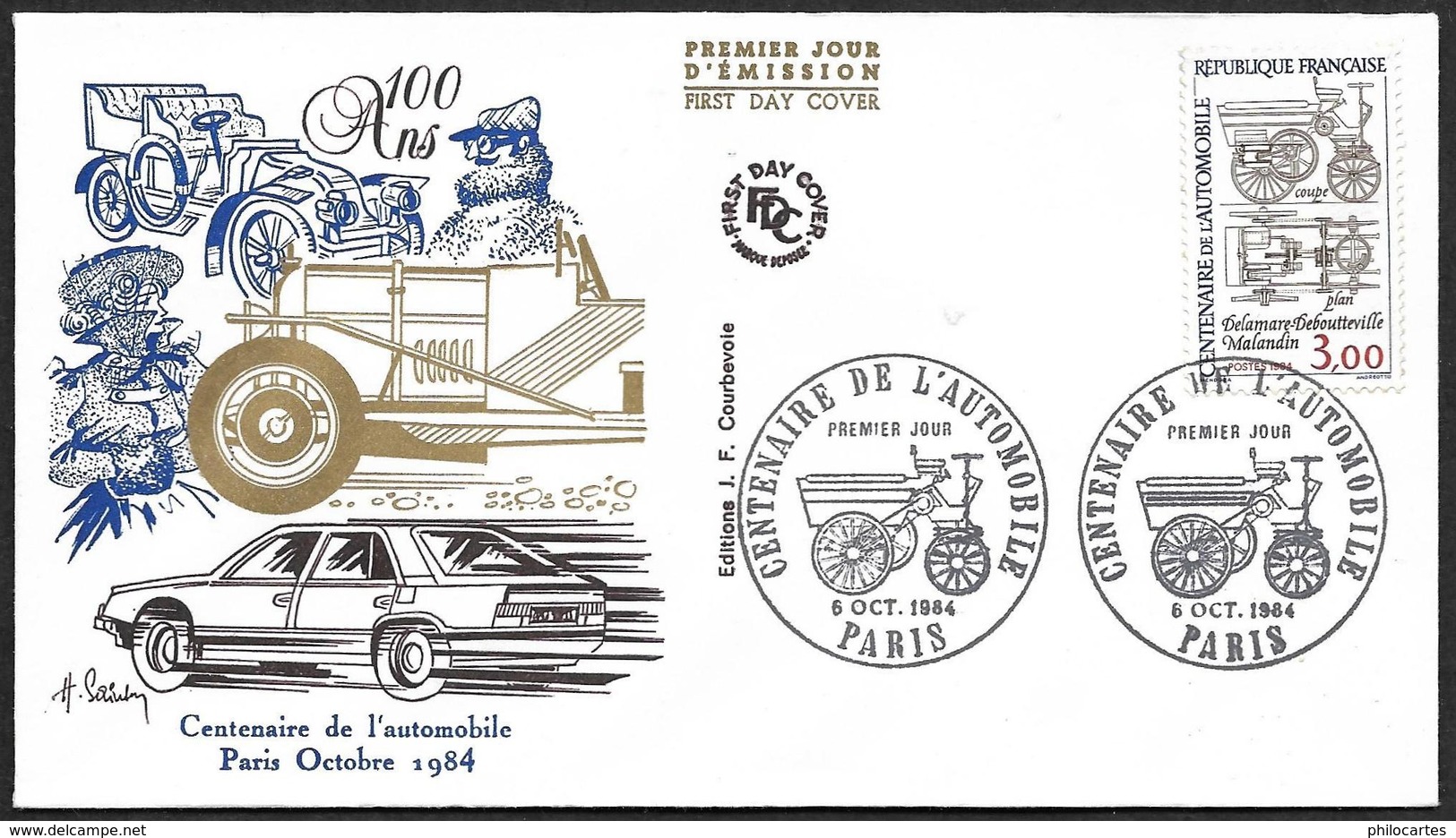 FDC  5 Oct 1984   -  Centenaire De L\'Automobile - 1980-1989