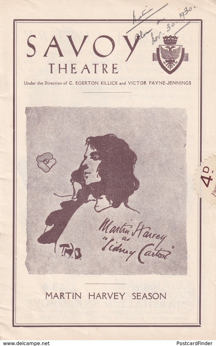 Martin Harvey The Lyons Mail Savoy Theatre Drama Programme - Programmi