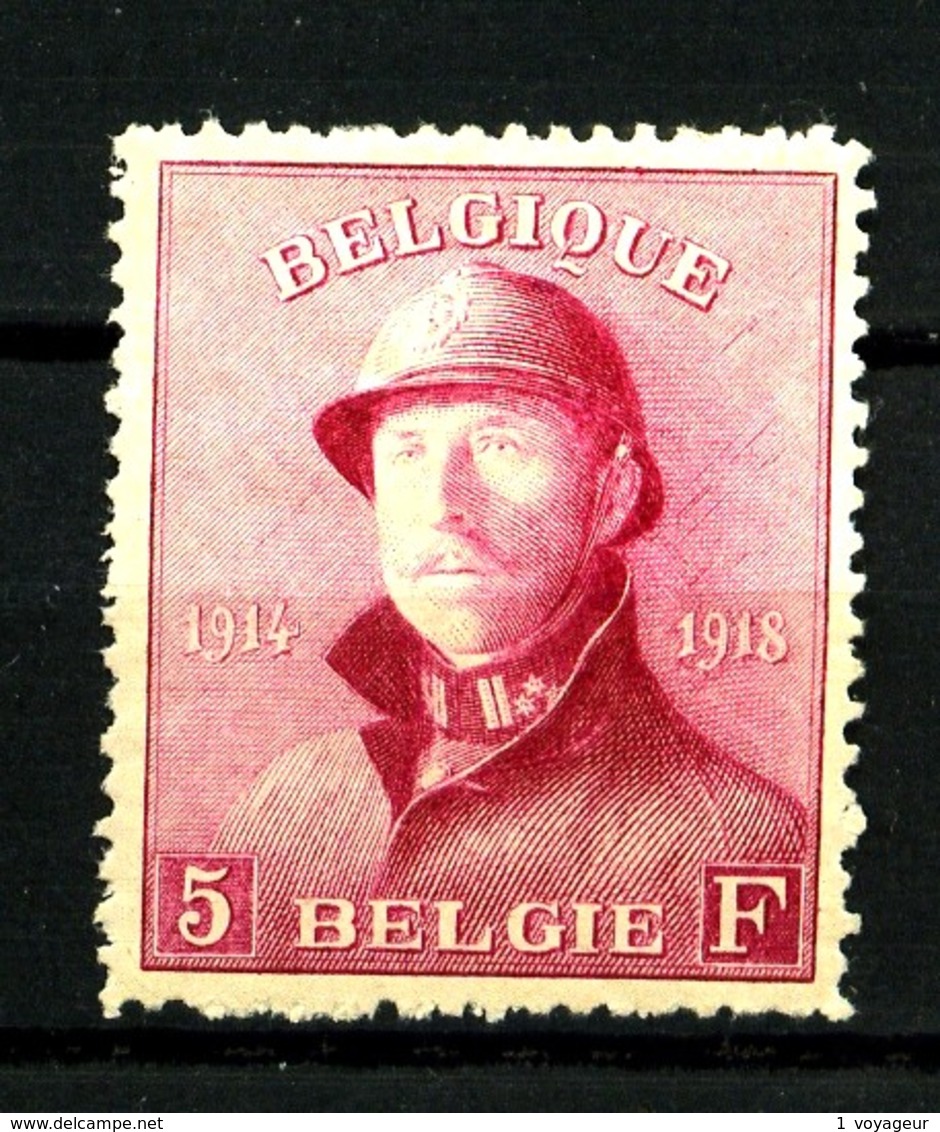 BELGIQUE - YT 177 - 5F Carmin Roi Casqué - Neuf N* - Très Beau - 1919-1920 Roi Casqué