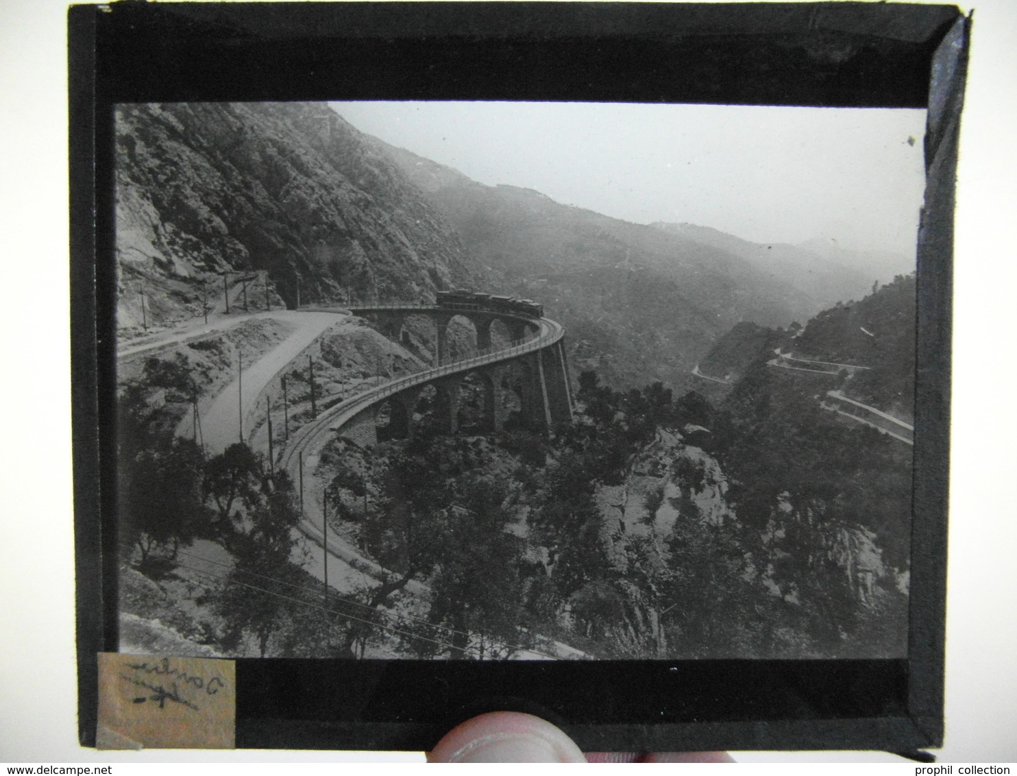 PHOTO Sur PLAQUE DE VERRE En NOIR ET BLANC (POSITIF) - ALPES MARITIMES : LE TRAIN DES MERVEILLES MENTON SOSPEL - Plaques De Verre