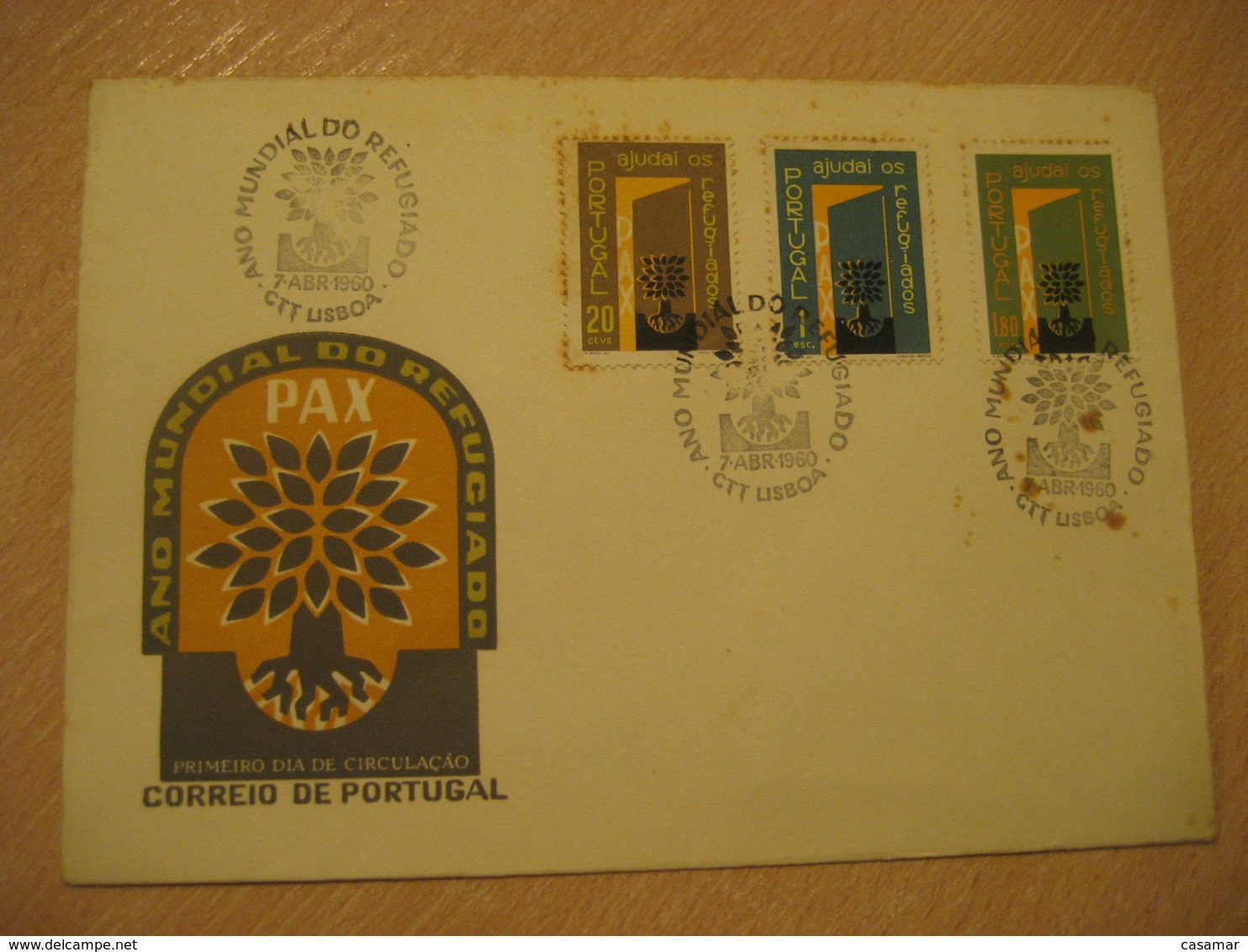 LISBOA 1960 Ano Mundial Do Refugiado FDC Cancel Cover PORTUGAL - Lettres & Documents