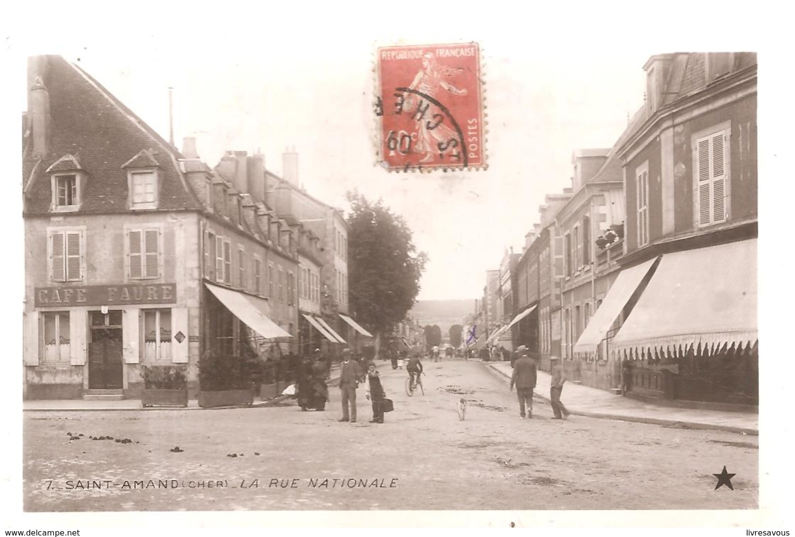 CPA Saint Amand Montrond (18) La Rue Nationale Ecrite En 1909 - Saint-Amand-Montrond