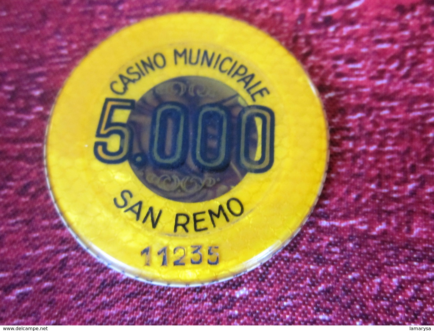 2 TOKEN JETONES-MUNICIPALE CASINO SAN-REMO-1000 E 5000 LIRES ITALIA ITALIE-2 JETONS Du CASINO MUNICIPAL SAN-REMO- - Casino