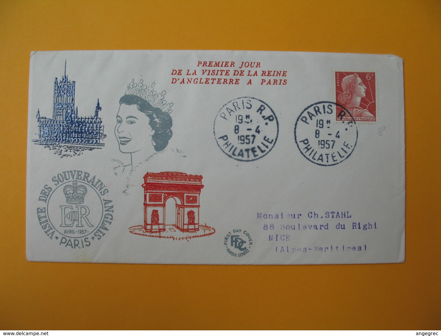 FDC 1957   France N° 1115   Visite Des Souverains Anglais    Cachet  Paris - 1950-1959