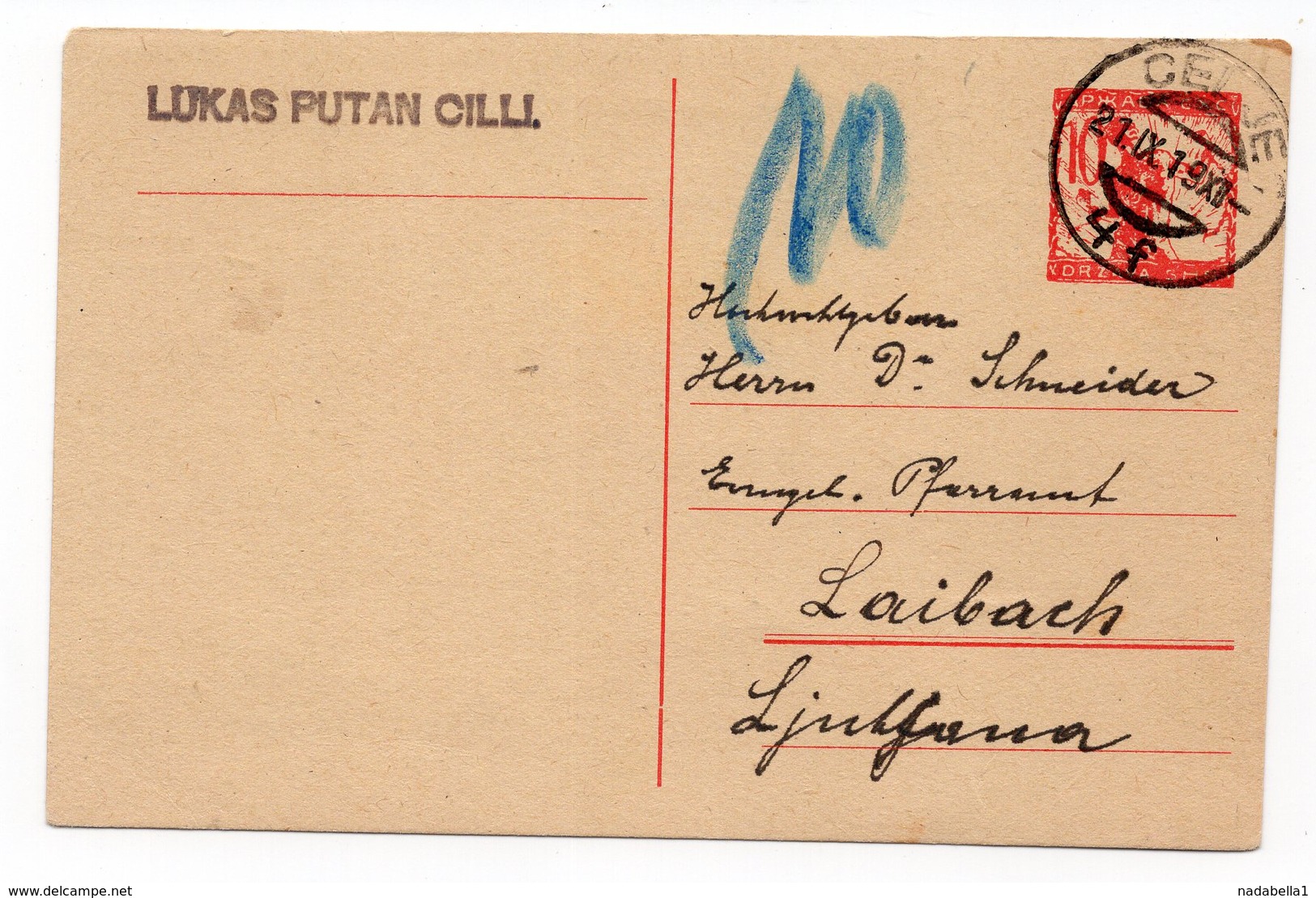 1919 KINGDOM OF SHS, SLOVENIA, CELJE TO LJUBLJANA, LAIBAH, POSTAL STATIONERY, USED - Postal Stationery