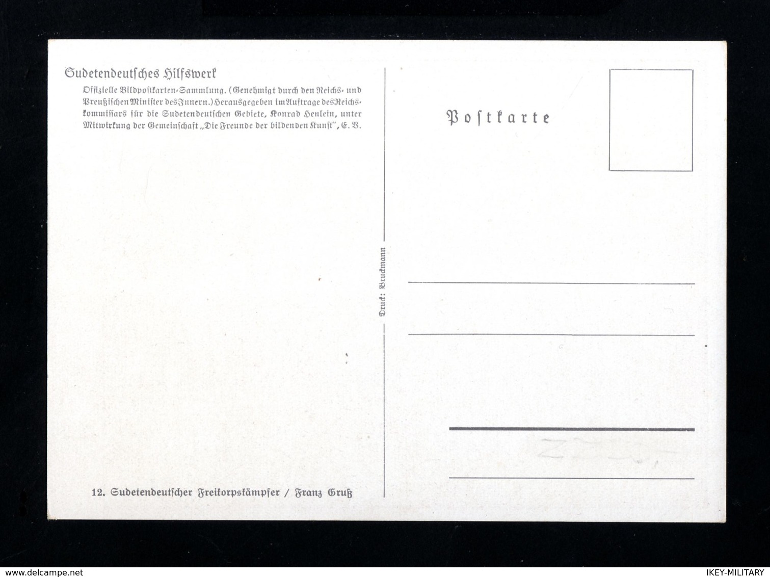 -GERMAN EMPIRE-MILITARY PROPAGANDA POSTCARD Sudeten AUXILIARY VALUE.WWII.DEUTSCHES REICH.Postkarte.Carte - Briefe U. Dokumente