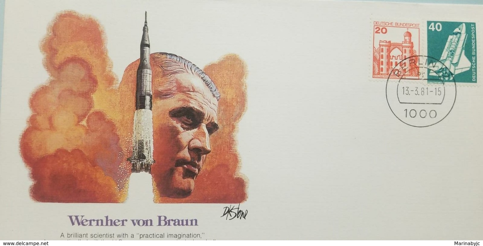 L) 1981 GERMANY, WERNHER VON BRAUN, ROCKET, AIRPLANE, ARCHITECTURE, ORANGE, 20C, FDC - Other & Unclassified