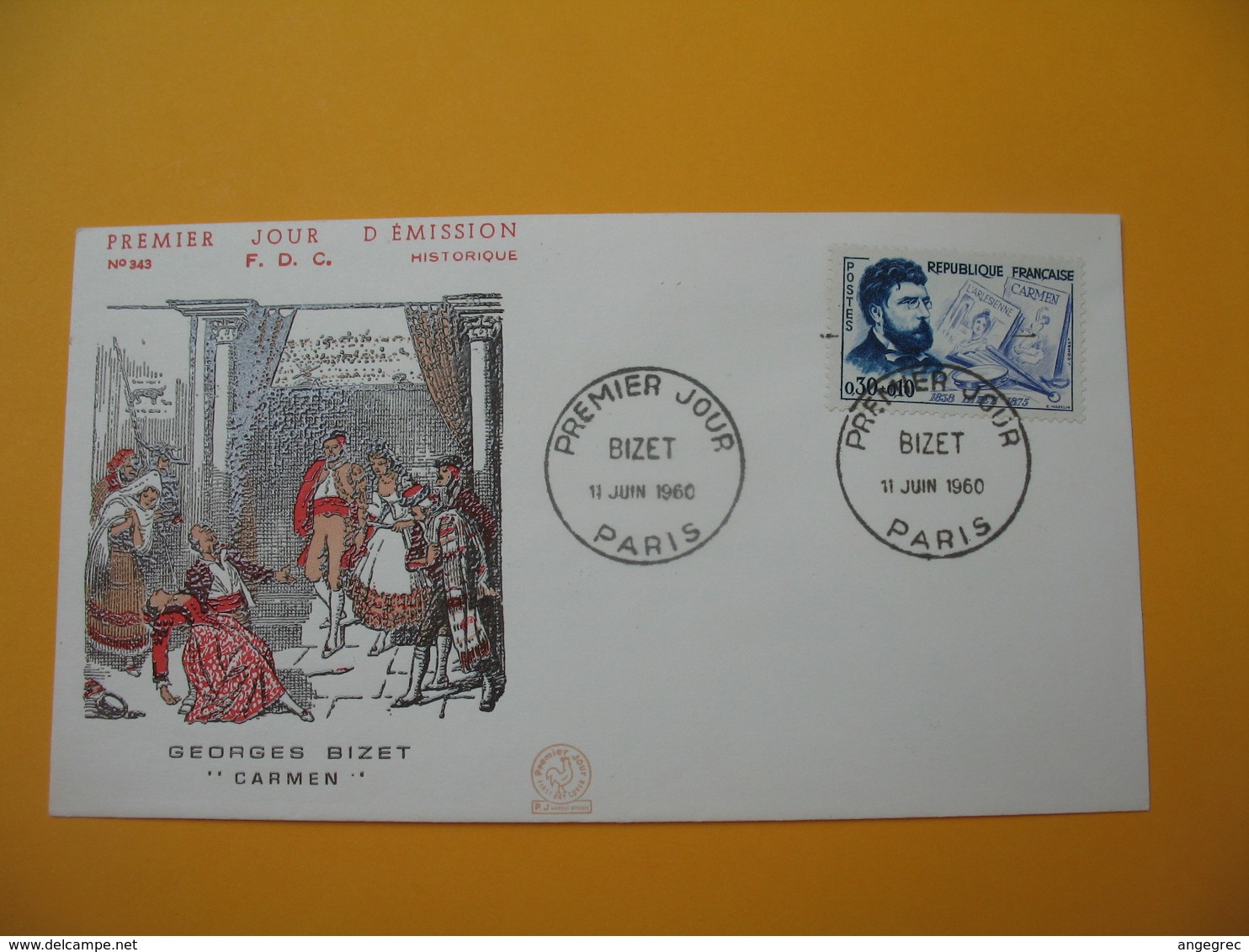 FDC 1960   France  N° 1261   Bizet   Cachet  Paris - 1960-1969