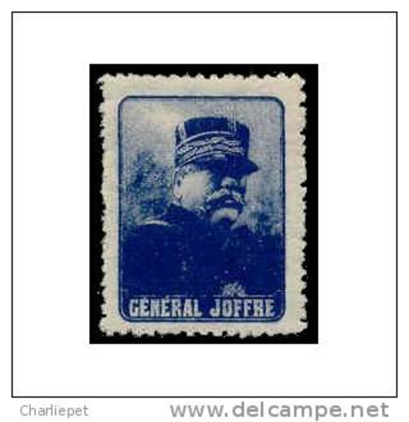 France WWI General Joffre - Blue Vignette Military Heritage Poster Stamp - Military Heritage