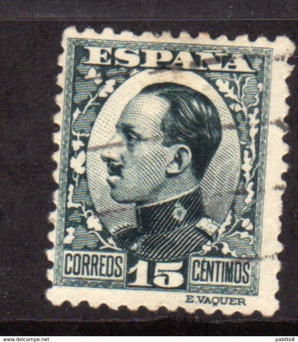 SPAIN ESPAÑA SPAGNA 1930 KING ALFONSO XIII RE CENT. 15c USATO USED OBLITERE' - Usati