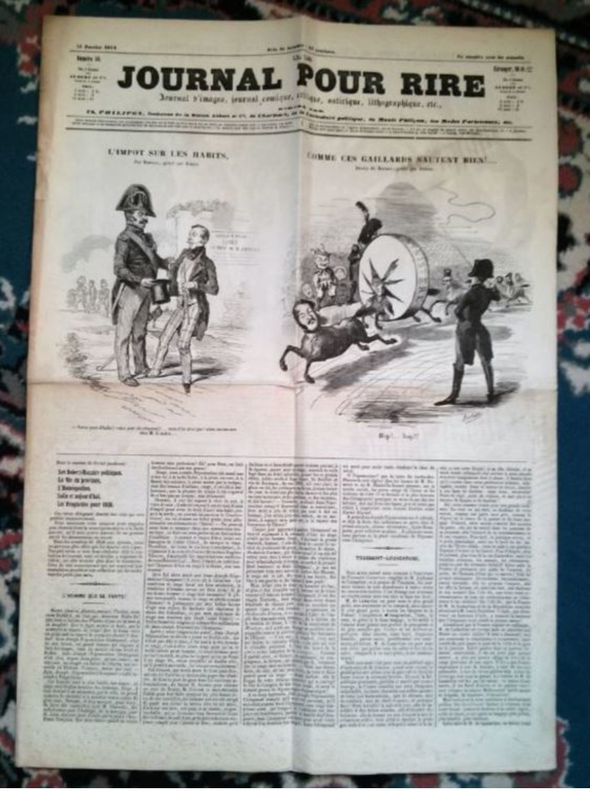 Journal Pour Rire, L'impôt Sur Les Habits Et Comme Ces Gaillards Sautent Bien,  13 Janvier 1849 - 1800 - 1849