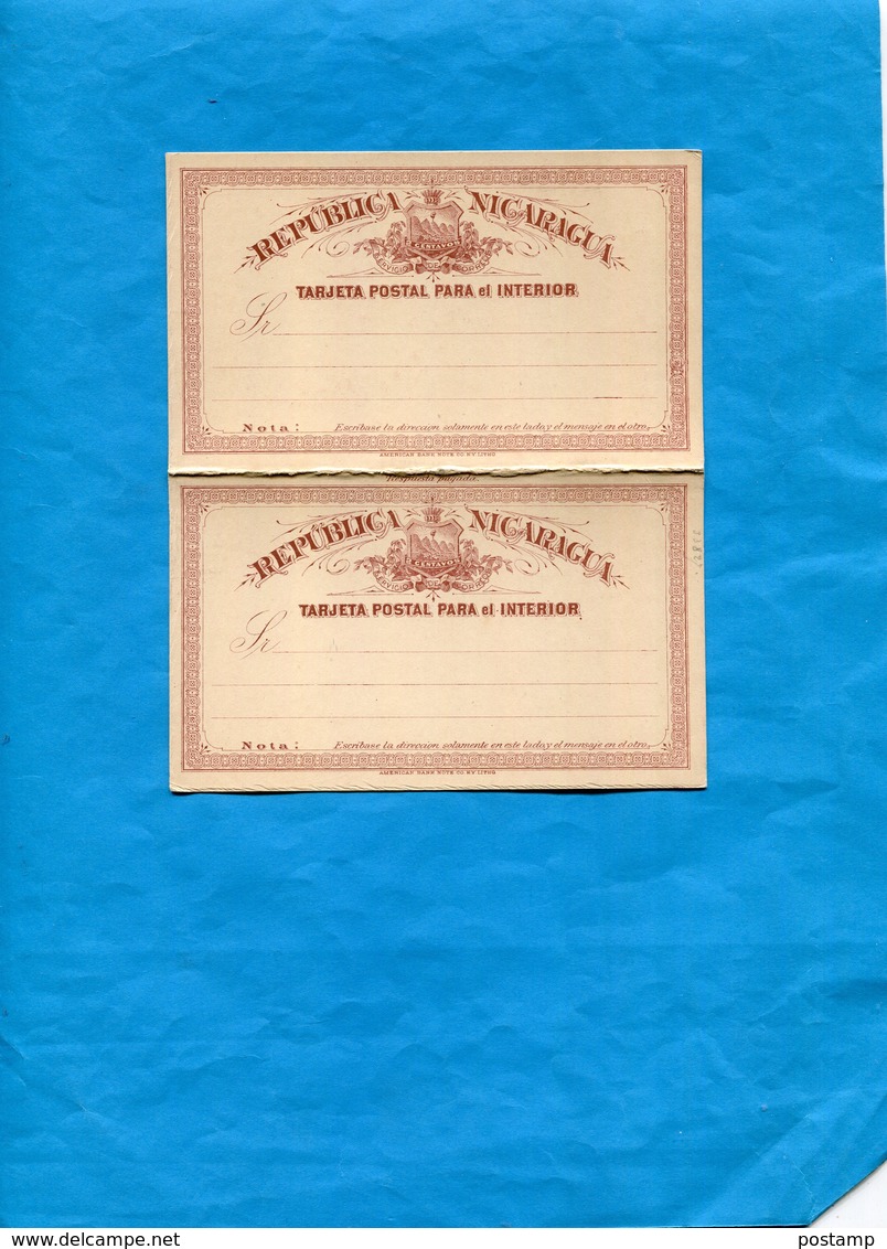 NICARAGUA--Carte Entier Postal Stationnery-neuf - Con  Respuesta- Para El Interior1898-2 C Brun - Nicaragua