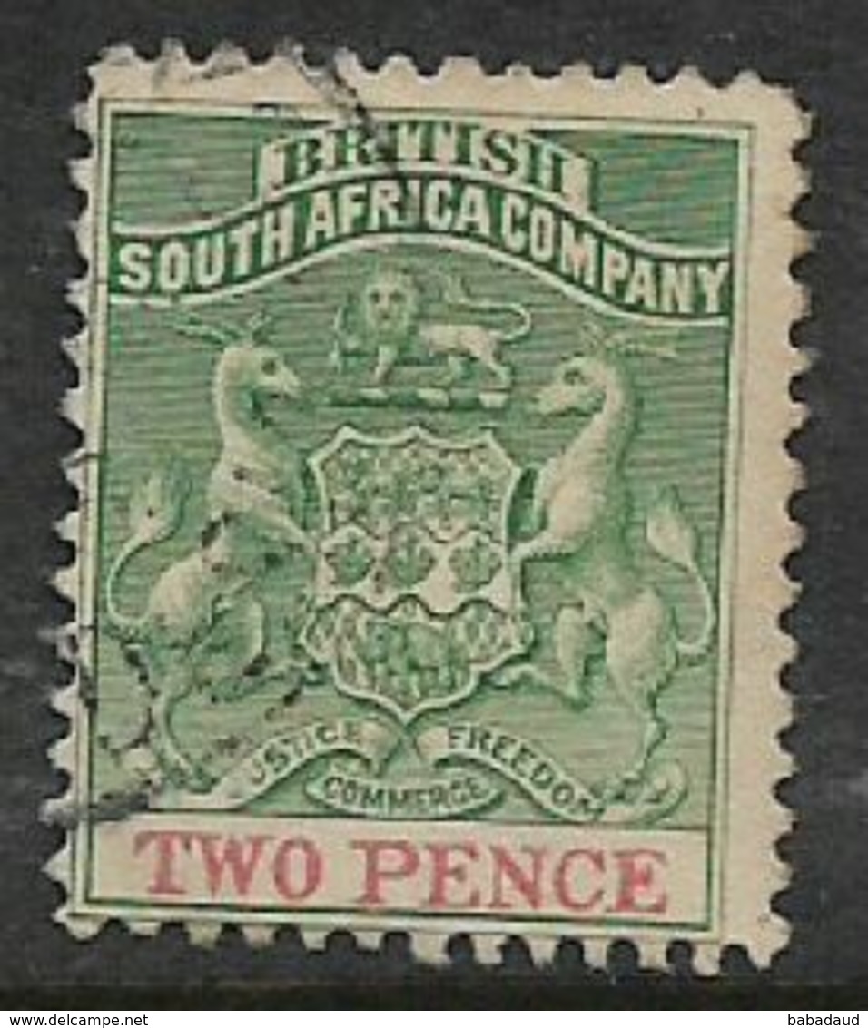 Southern Rhodesia, / B.S.A.Co., 1895 Arms, 2d Green & Red, Perf 12.5, Used - Southern Rhodesia (...-1964)