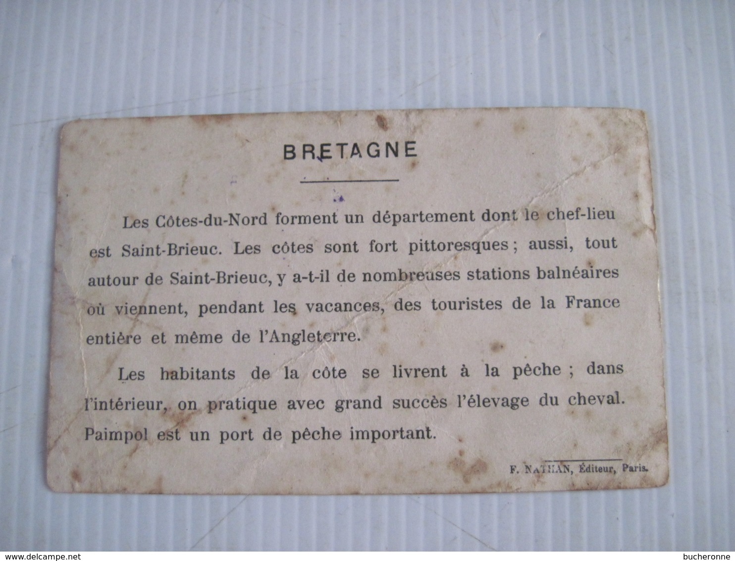 Carte NATHAN  BRETAGNE (cotes Du Nord) Types Et Costumes Pittoresques PAIMPOL LANNION CAP FREHEL BE - Autres & Non Classés