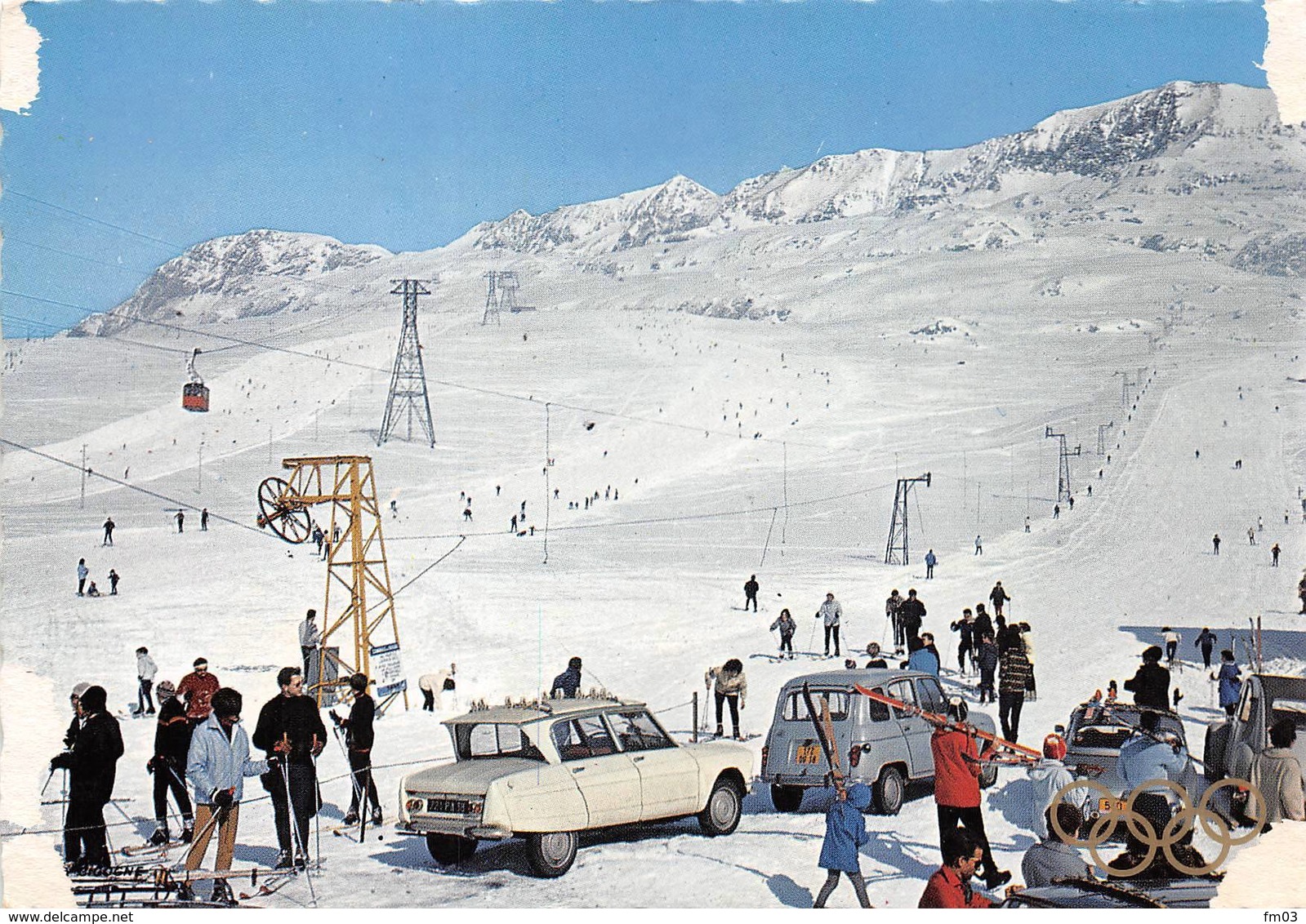 Alpe D'Huez Attention à L'état Voitures Renault 4L Citroën Ami JO 1968 - Altri & Non Classificati