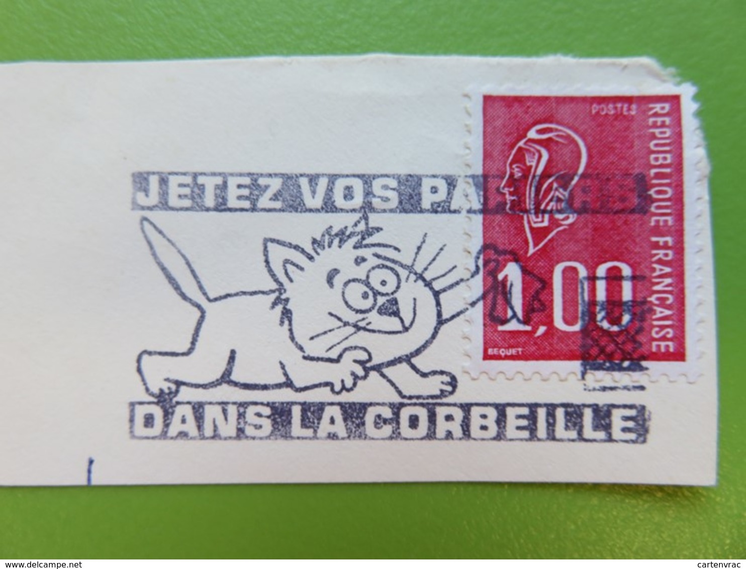 Flamme - Jetez Vos Papiers - Dessin D'un Chat - Cachet Rue Du Louvre (Paris 1er) - Timbre YT N° 1892 - 1977 - Mechanical Postmarks (Advertisement)