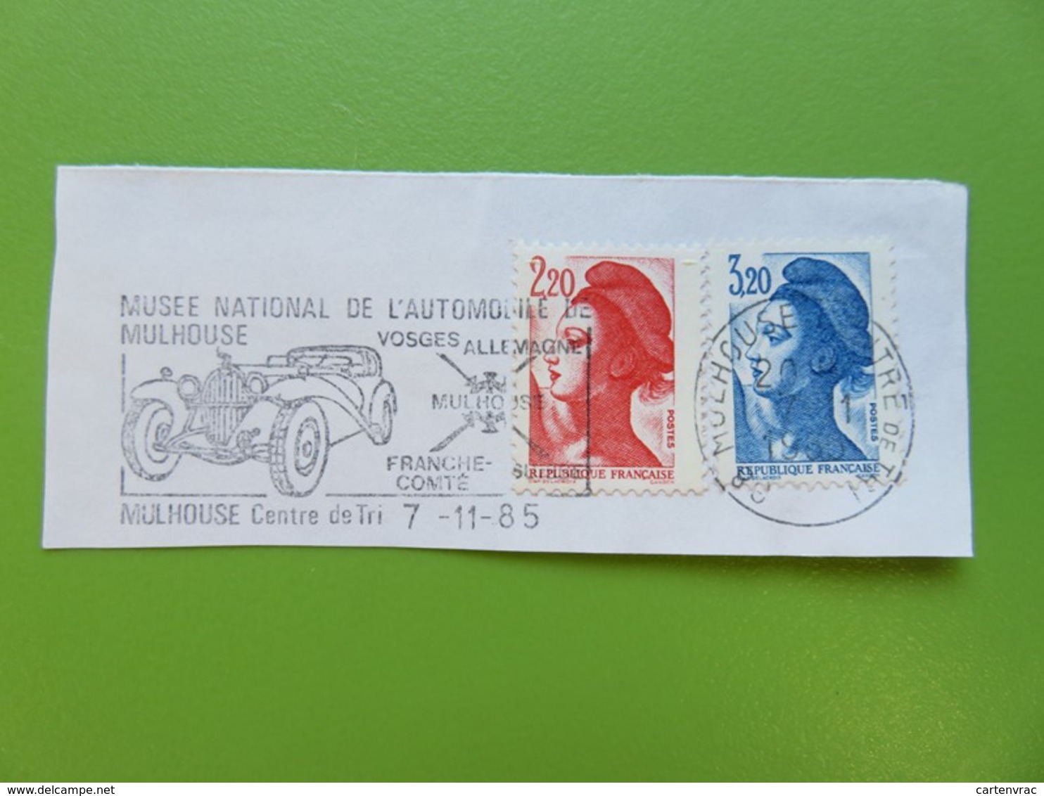 Flamme - Musée National De L'automobile - Vieux Tacot - Mulhouse - Cachet 1985 - Timbres YT N° 2376 Et 2377 - Mechanical Postmarks (Advertisement)