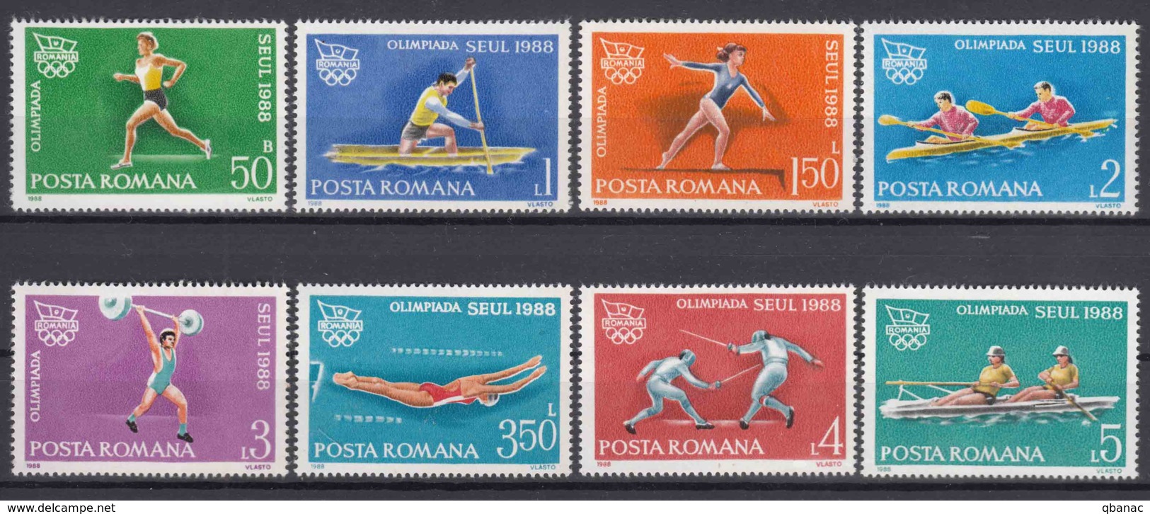 Romania 1988 Sport Olympic Games Seoul Mi#4475-4482 Mint Never Hinged - Nuevos