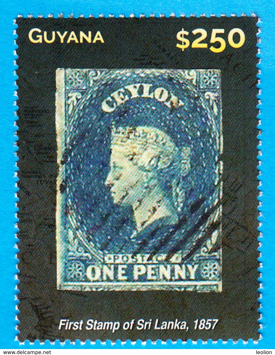 SRI LANKA 1st Stamp Of Sri Lanka CEYLON On 2015 Guyana Stamp On Stamp - Sri Lanka (Ceylon) (1948-...)