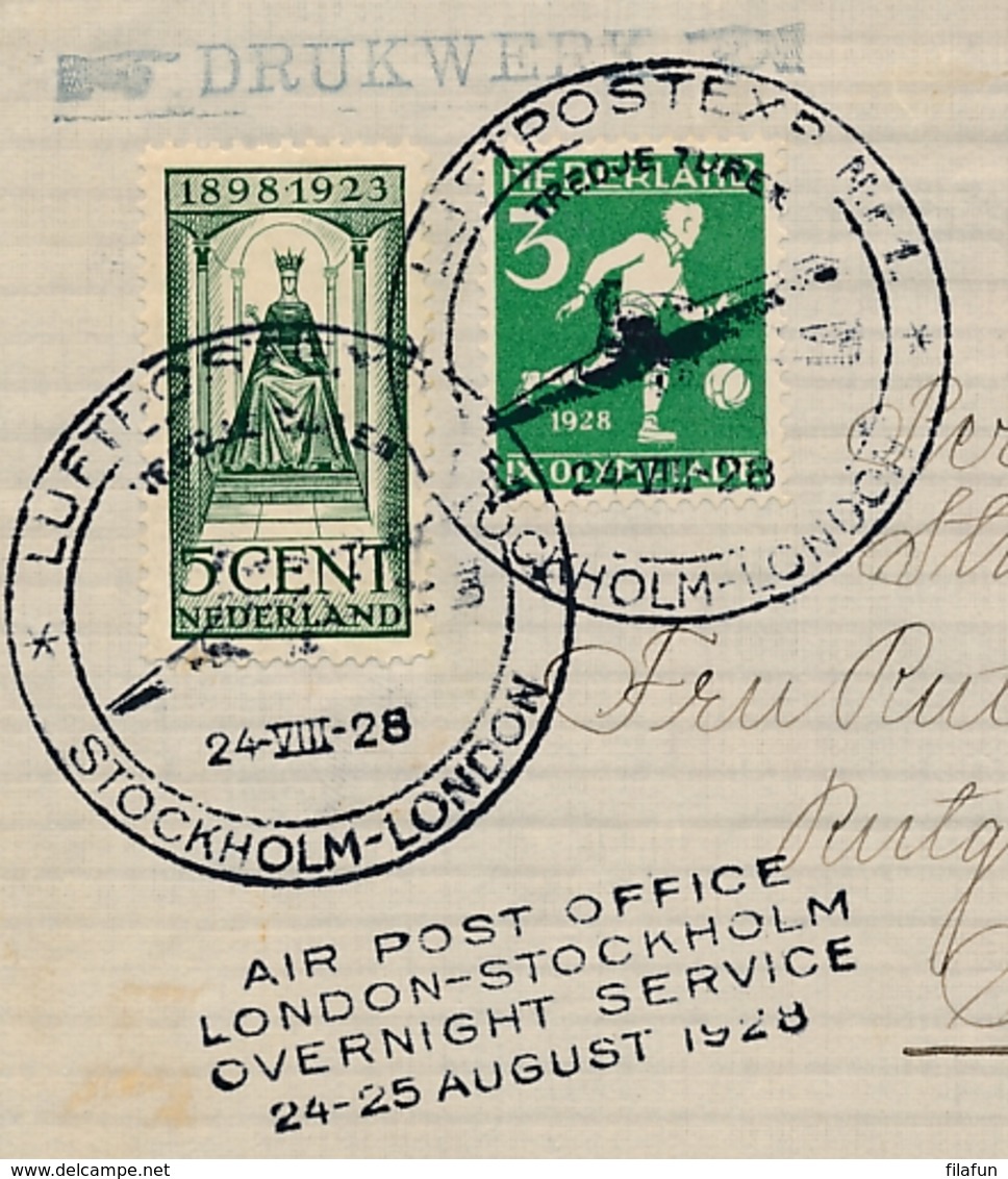 Nederland - 1928 - ABA-flight London-Stockholm - Drukwerk-cover Van Amsterdam Naar Stockholm - Luftpost