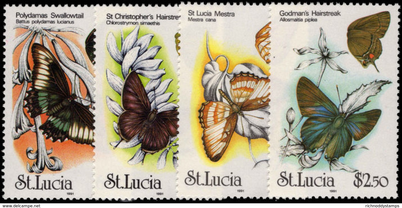 St Lucia 1991 Butterflies Unmounted Mint. - St.Lucia (1979-...)