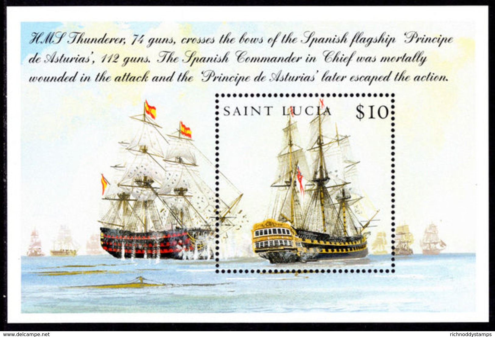 St Lucia 2005 Battle Of Trafalgar Souvenir Sheet Unmounted Mint. - St.Lucia (1979-...)
