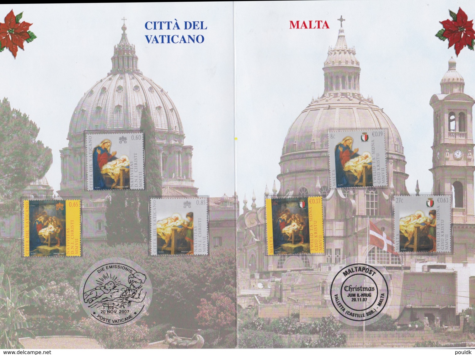 Vatican + Malta Folder  2007 Mint Stamps Christmas (LAR-C49) - Emisiones Comunes