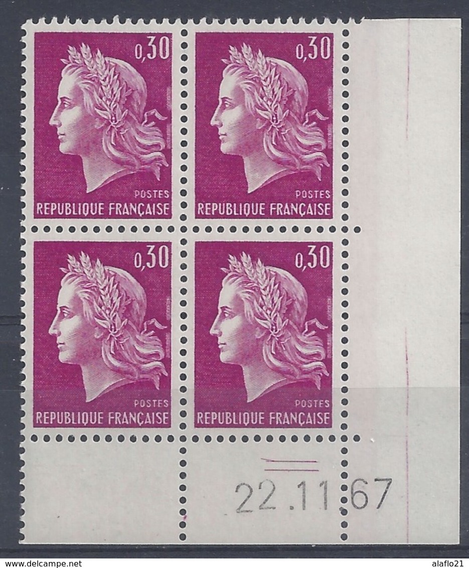 MARIANNE CHEFFER N° 1536 - Bloc De 4 COIN DATE - NEUF SANS CHARNIERE - 22/11/67 - 2 Traits - 1960-1969