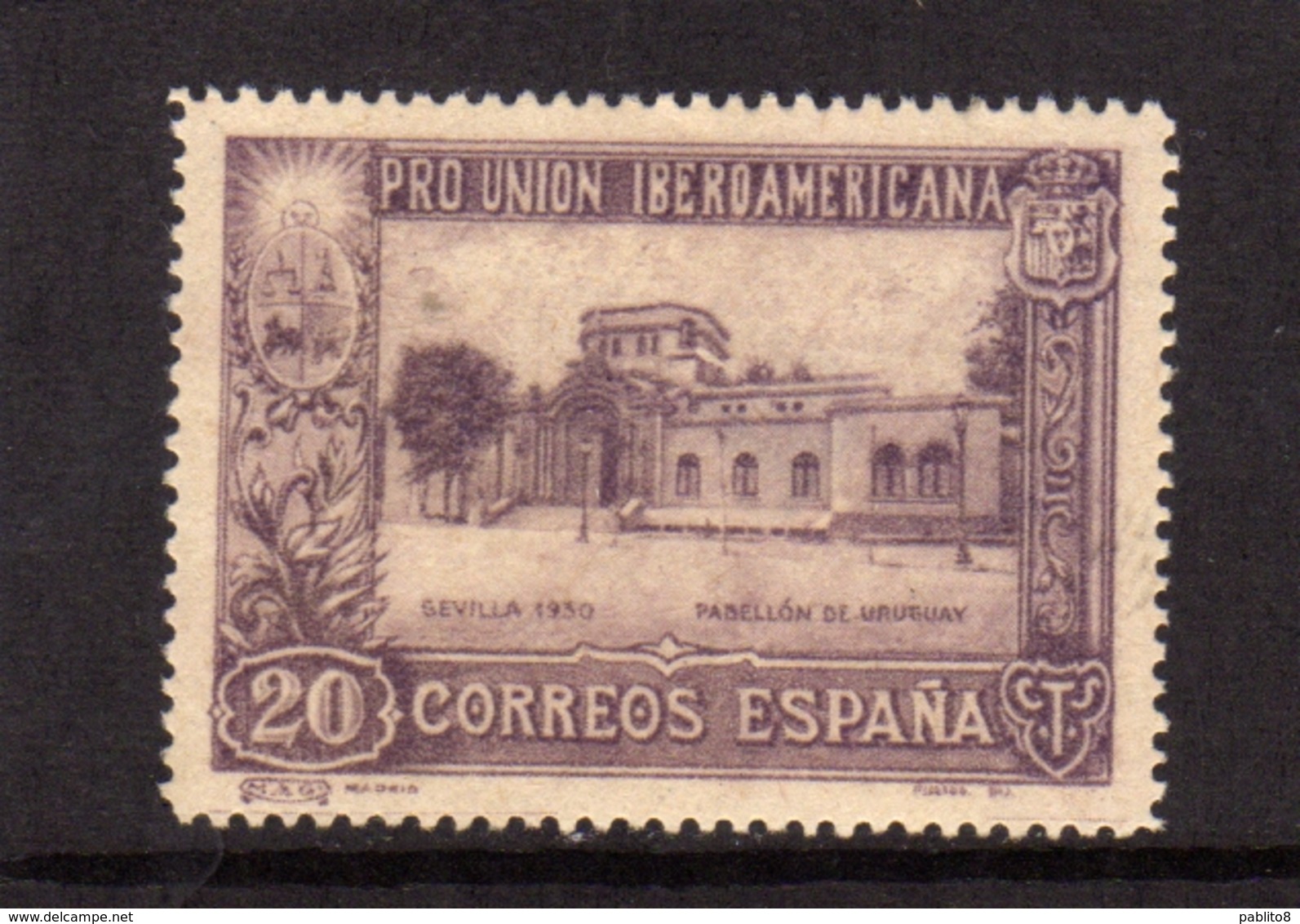 SPAIN ESPAÑA SPAGNA 1930 URUGUAY PAVILION PADIGLIONE CENT. 20c MLH - Nuovi