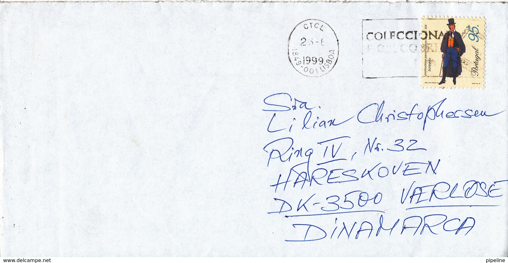 Portugal Cover Sent To Denmark 26-6-1999 Single Franked - Covers & Documents