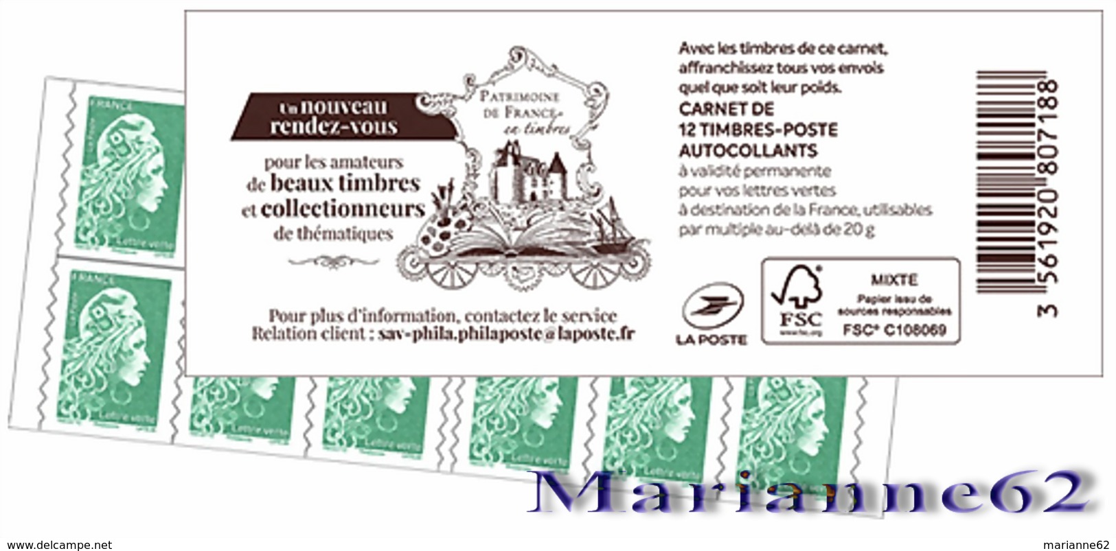 France 2019 Carnet Marianne LV - Marianne L'engagée - " Patrimoine De France " Thématique Veaux - MNH Neuf - Otros & Sin Clasificación