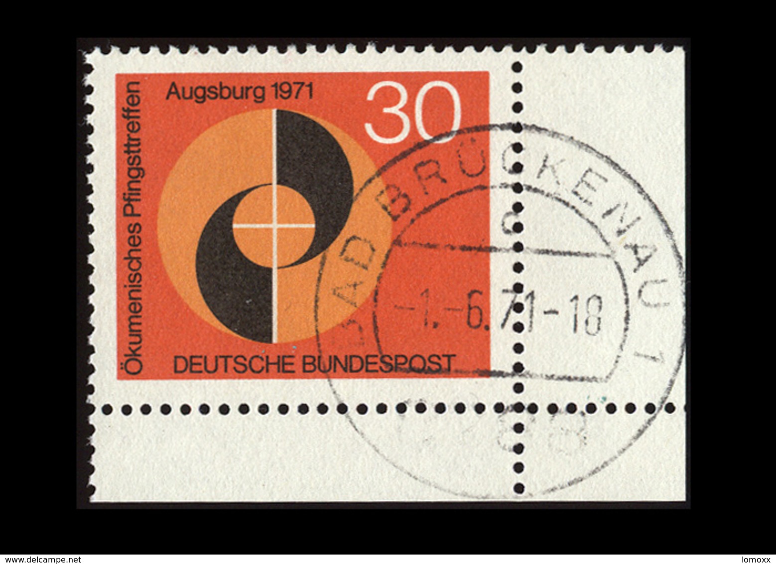 BRD 1971, Michel-Nr. 679, Ökumenisches Pfingsttreffen Augsburg 30 Pf., Eckrand Unten Rechts, Gestempelt - Gebraucht