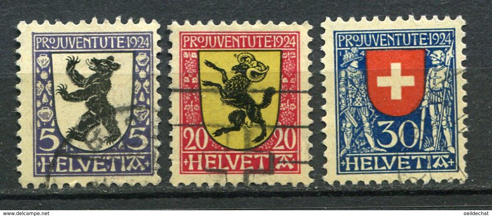 13111 SUISSE  N° 214/7 ° Sauf 215 Armoiries De Cantons Ou De La Suisse : Pro Juventute 1924    TB - Used Stamps