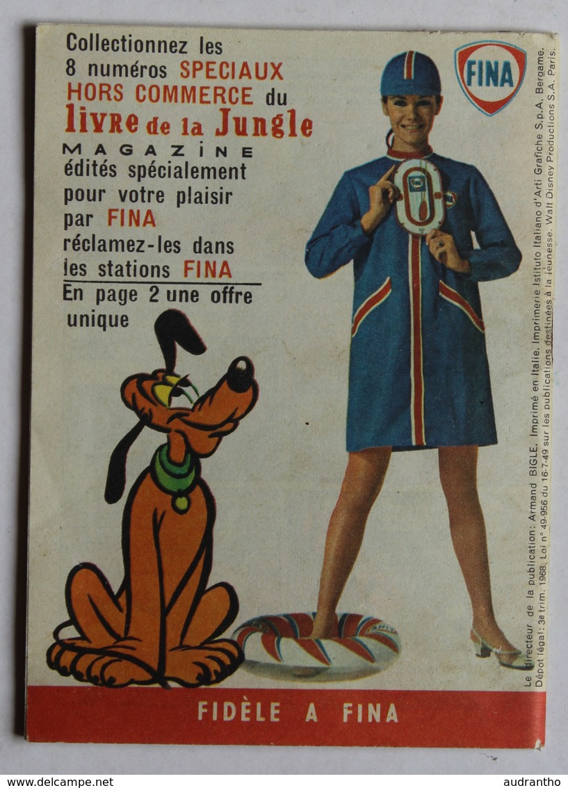 Mini BD Publicité Fina 1968 Walt Disney Le Livre De La Jungle N°6 Dingo Zorro - Objets Publicitaires