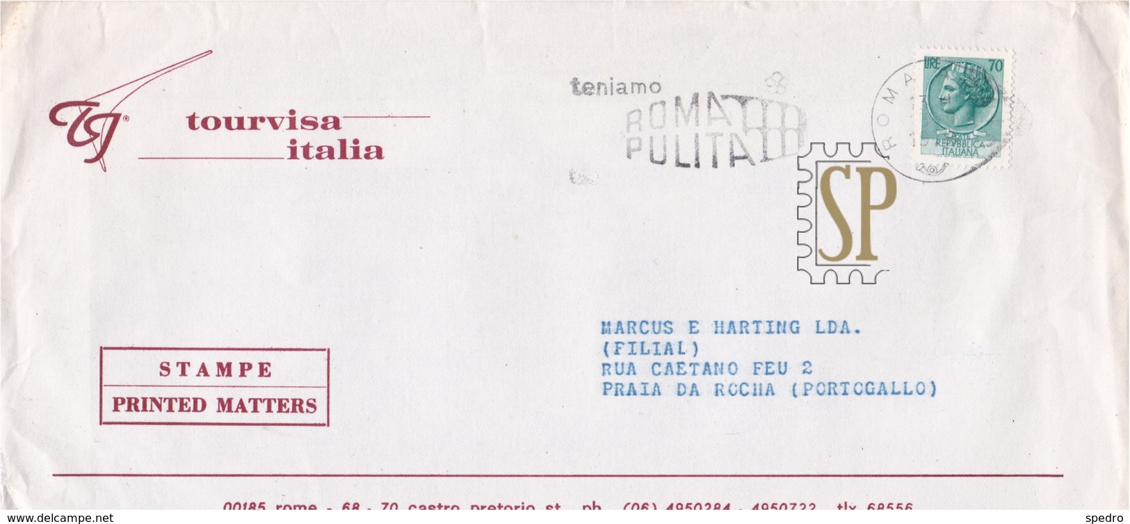 Italia 1976 Flamula Teniamo Roma Pulita Cover Tourvisa Ema Meter Freistempel Rome Praia Da Rocha Coliseu - Protezione Dell'Ambiente & Clima