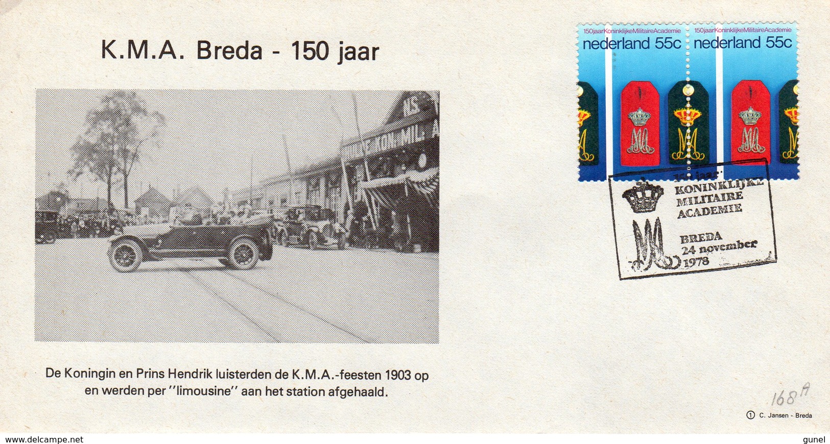 24 Nov. 1978 Herdenkingsenvelop KONINKLIJKE MILITAIRE ACADEMIE Breda - Marcophilie