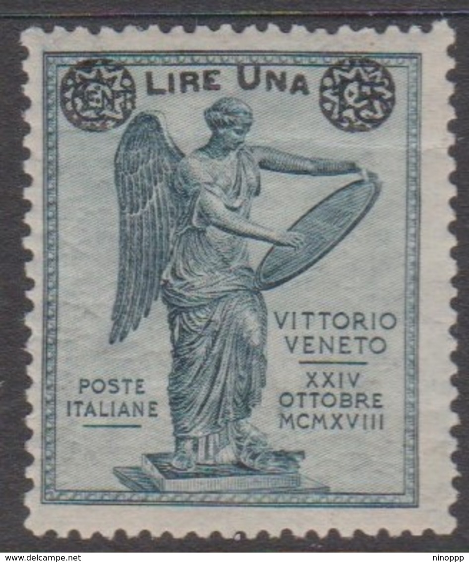 Italy S 160 1924 Surcharged, Lire Una On 15c Slate, Mint Hinged - Mint/hinged