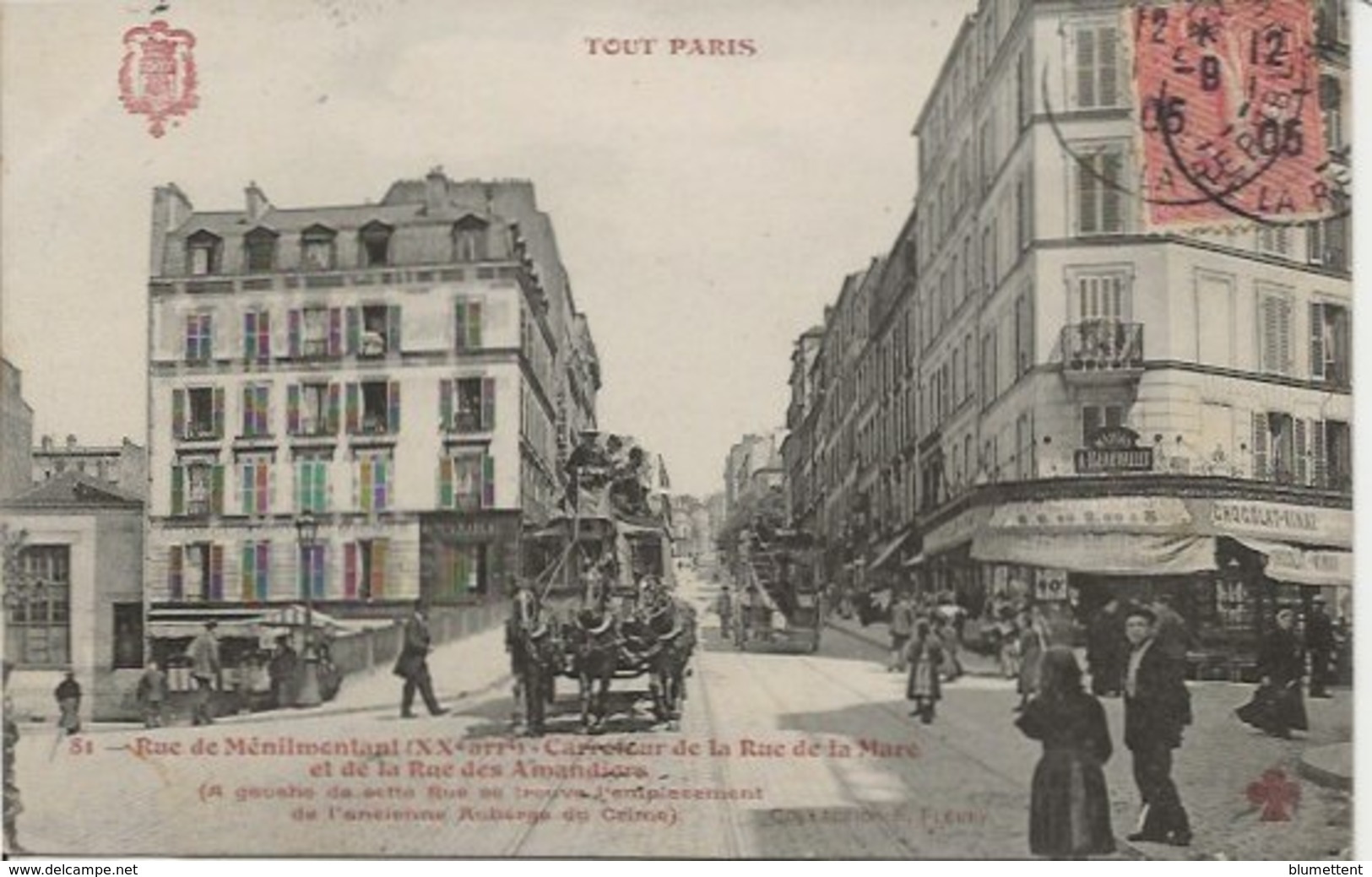 CPA TOUT PARIS 81 - Rue Ménilmontant - Patache  (XXème Arrt) Editeur FLEURY - Distretto: 20