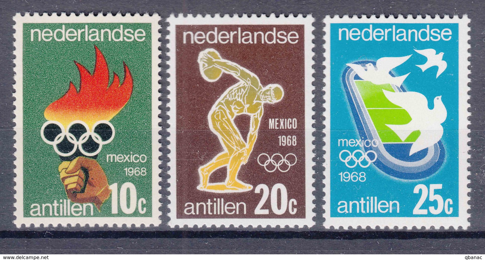 Netherlands Antilles 1968 Sport Olympic Gemes Mexico Mi#187-189 Mint Never Hinged - Curazao, Antillas Holandesas, Aruba