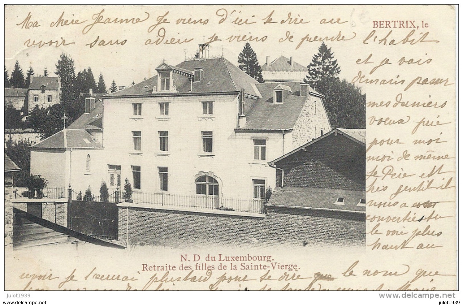 BERTRIX ..-- Maison De Retraites . 1906? Vers LES ABYS ( Melle Jeanne  MERNIER ) . Voir Verso . - Bertrix