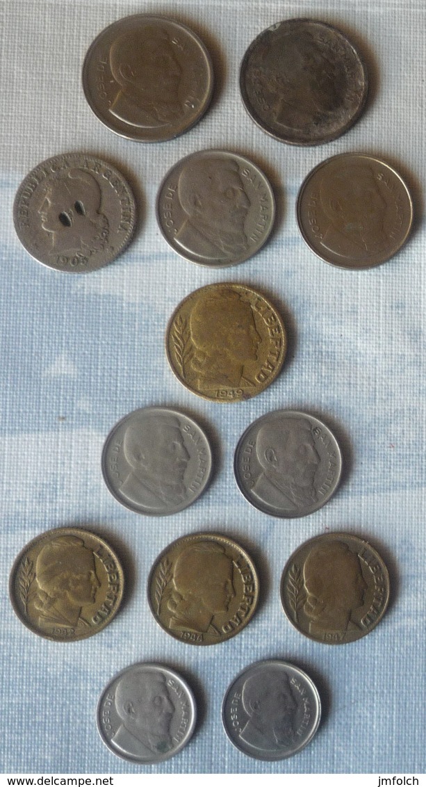 LOTE DE 13 MONEDAS DE ARGENTINA - Argentina