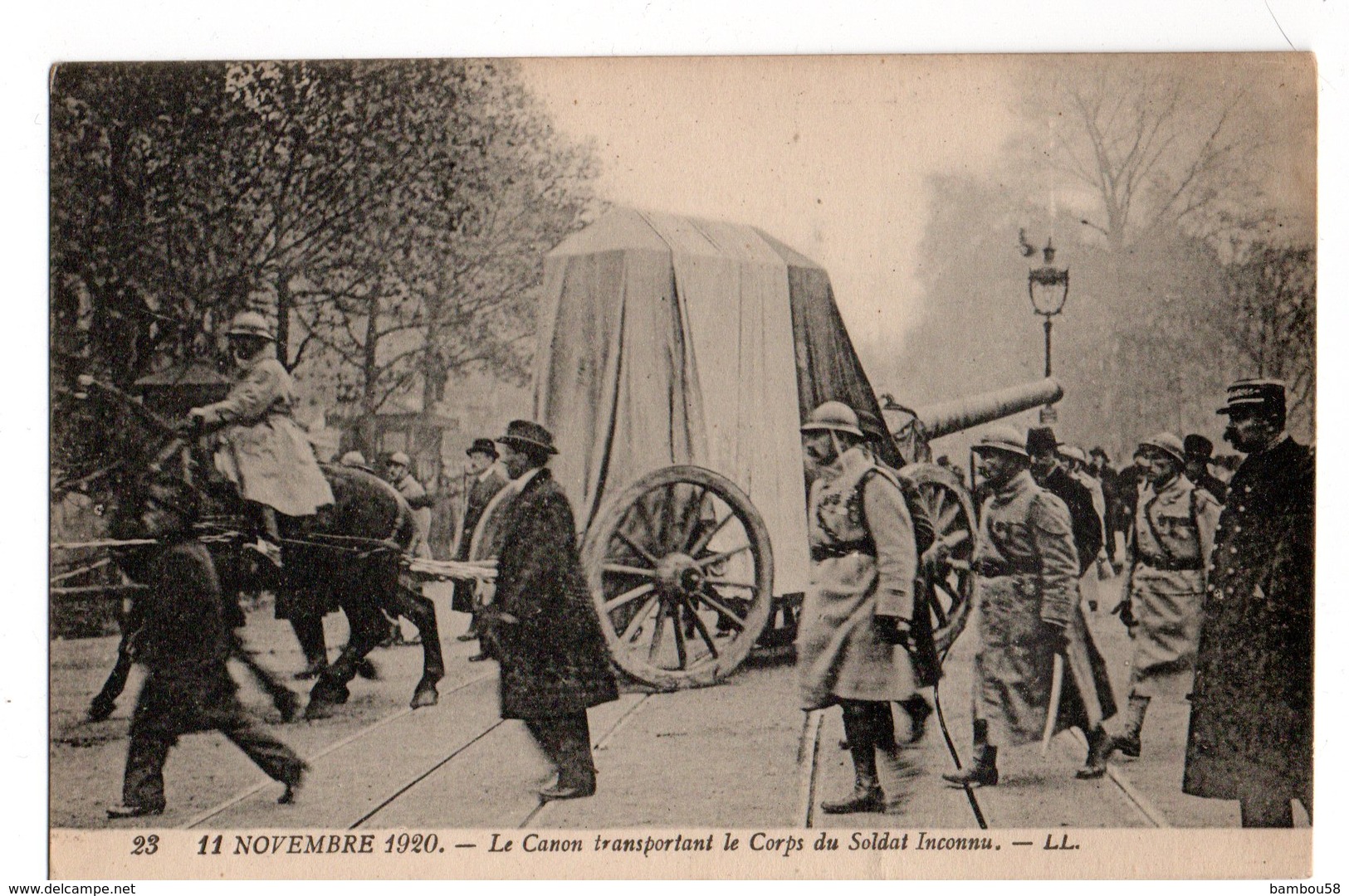 * 11 Novembre 1920 * CANON * TRANSPORT DU CORPS DU SOLDAT INCONNU * GENDARME - Guerre 1914-18