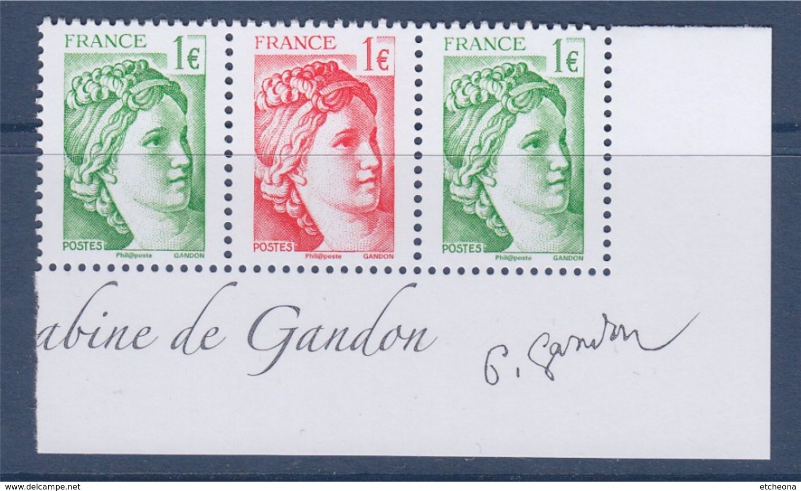 = Issu Du Bloc (de 12)  40 Ans De La Sabine De Gandon 2 N°5180 Et 1 N°5179 Petit Format 1.00€ Neuf Horizontal Signature - 1977-1981 Sabine Of Gandon