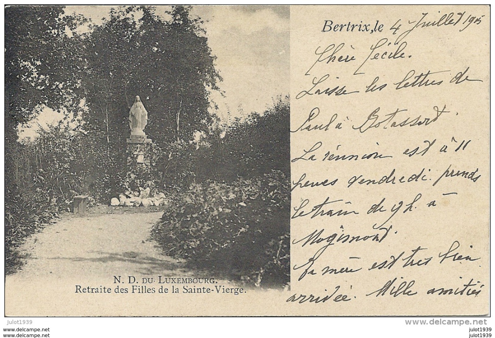 BERTRIX ..-- Maison De Retraites . 1905 Vers Château De BOTASSART ( Melle CECILE DE VAULX DE CHAMPLON ) . Voir  Texte . - Bertrix