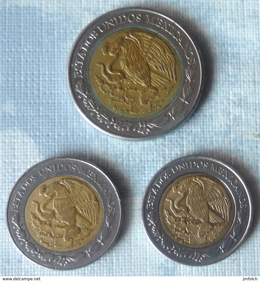 LOTE DE 3 MONEDAS BIMETALICAS DE MEXICO - Mexique