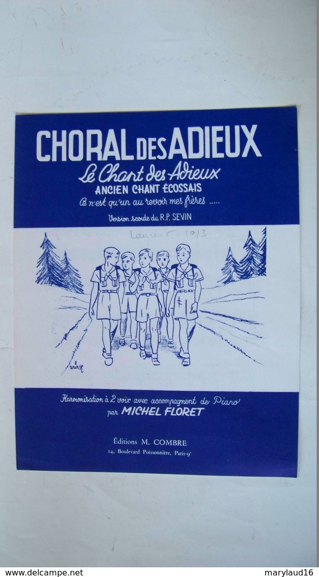 Choral Des Adieux - Version Scoute - Harmonisation à 2 Voies. Combre éditions - Chorwerke