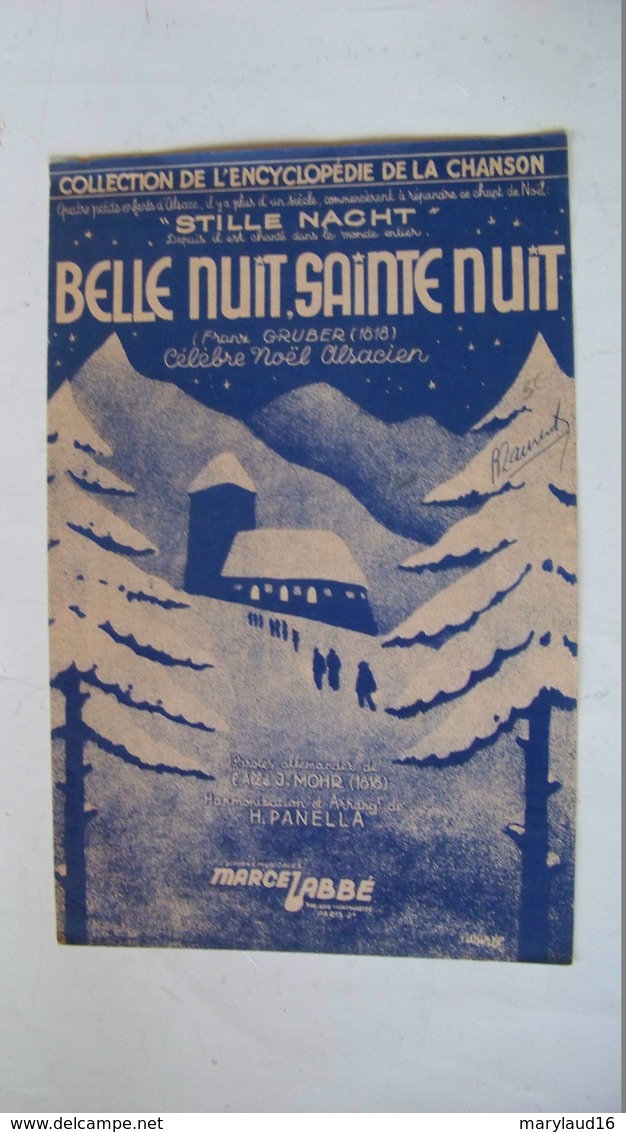 Belle Nuit, Sainte Nuit - Franz Gruber - Ed. Marcel Labbé - Gezang