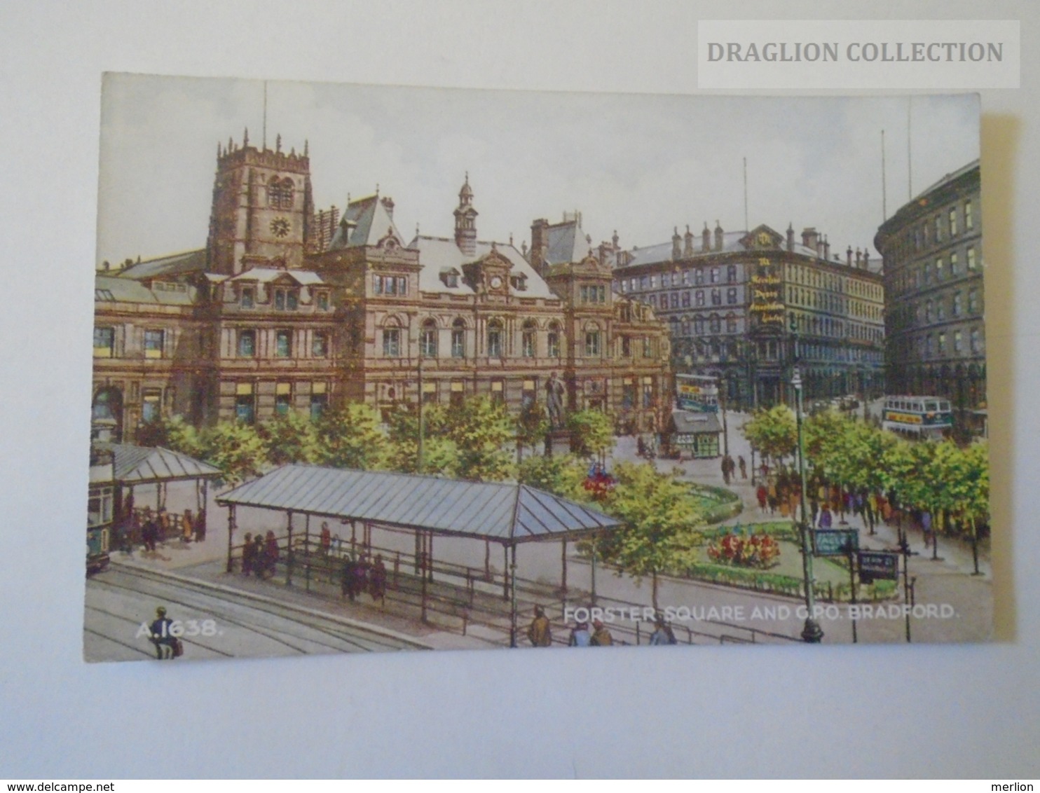 D163946 Forster Square And G.P.O.  - Tram Station -   Autobus- Bradford, From An Original Water Colour By G.W.Blow - Bradford