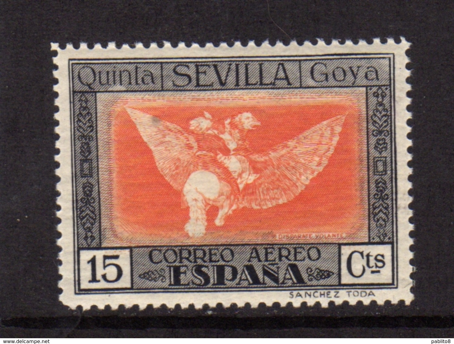 SPAIN ESPAÑA SPAGNA 1930 AIR MAIL CORREO AEREO GOYA ISSUE FANTASY OF FLIGHT CENT. 15c MLH - Nuovi